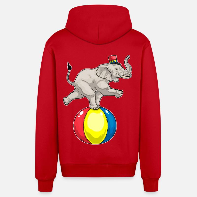Bal de cirque d’éléphants - Veste à capuche bio décontractée fabriquée en UE - rouge