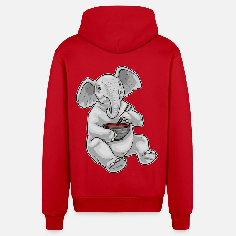 Elephant Bowl Ramen - Veste à capuche bio décontractée fabriquée en UE - rouge