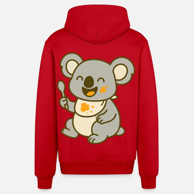 Mignon bébé koala mangeant - Veste à capuche bio décontractée fabriquée en UE - rouge