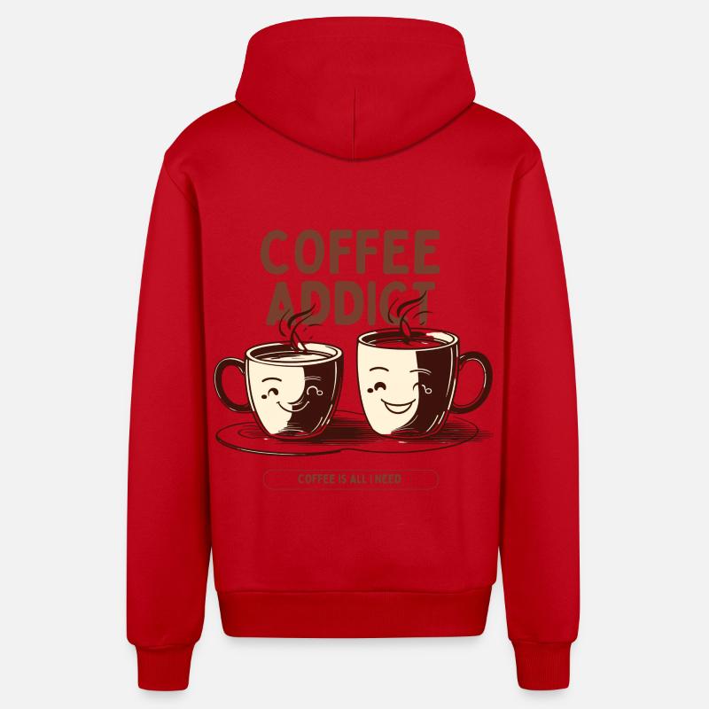 Coffee Addict – Coffee Lover Design - Veste à capuche bio décontractée fabriquée en UE - rouge