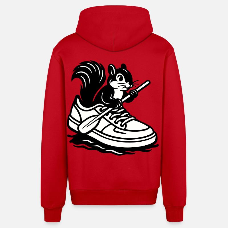 Écureuil en baskets ! - Veste à capuche bio décontractée fabriquée en UE - rouge
