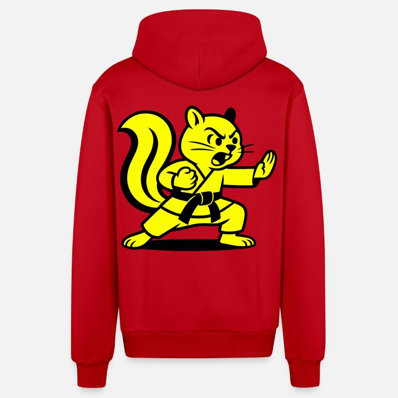 Karaté Écureuils ! - Veste à capuche bio décontractée fabriquée en UE - rouge