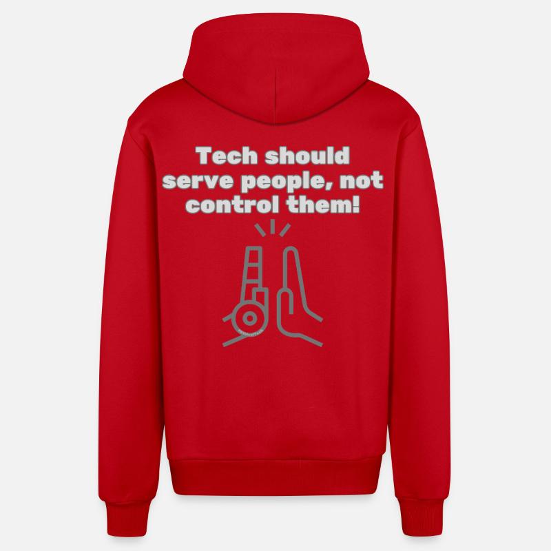 Tech should serve people - #EthicalTech Statement - Organic Relaxed Hooded Jacket Made in EU - red