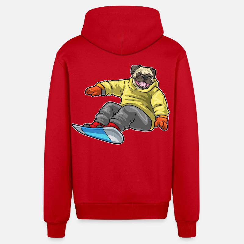 Carlin Snowboarder Snowboard - Veste à capuche bio décontractée fabriquée en UE - rouge