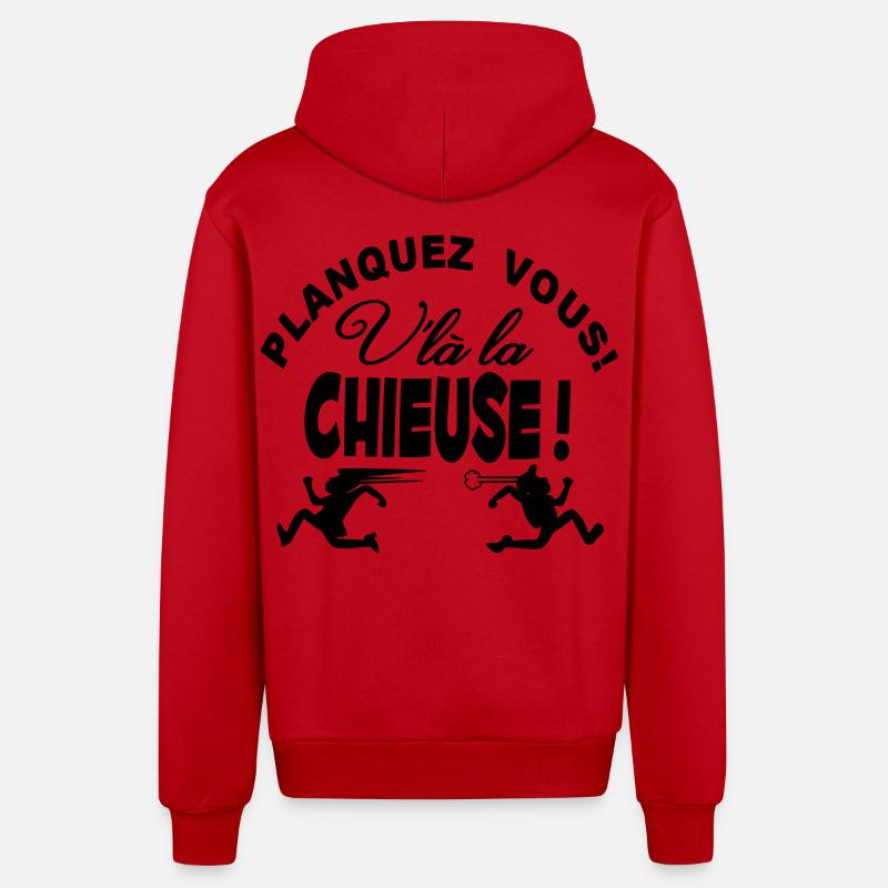 La Chieuse arrive planquez vous! - Veste à capuche bio décontractée fabriquée en UE - rouge