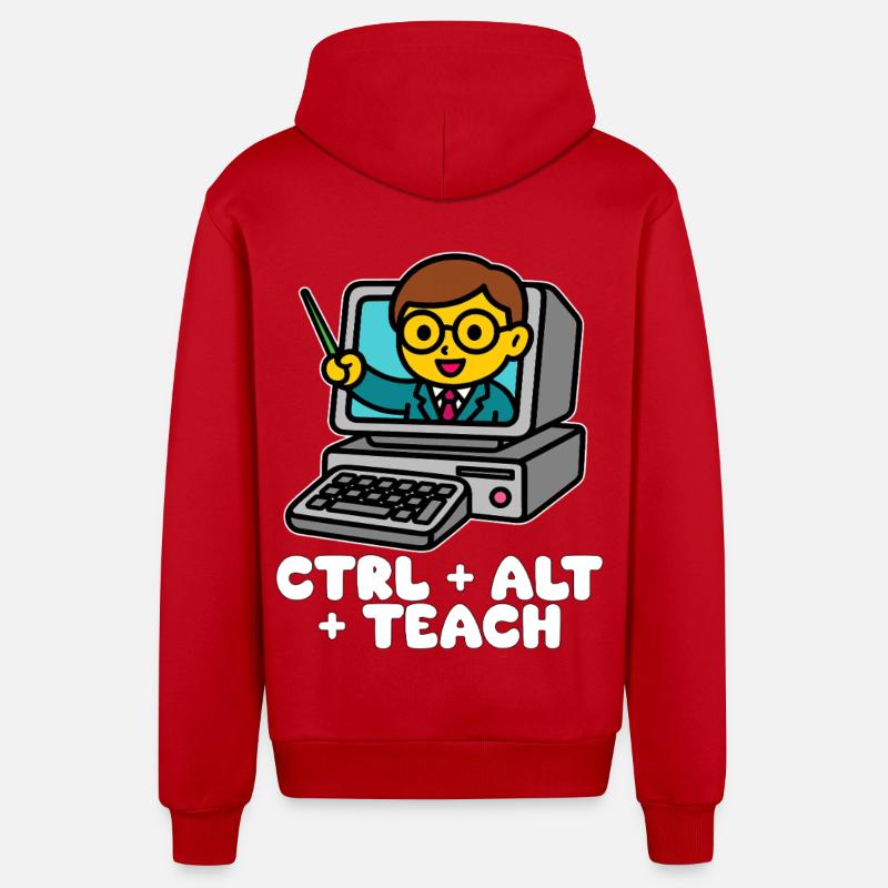 CTRL + ALT + TEACH - CADEAU ENSEIGNANT - Veste à capuche bio décontractée fabriquée en UE - rouge