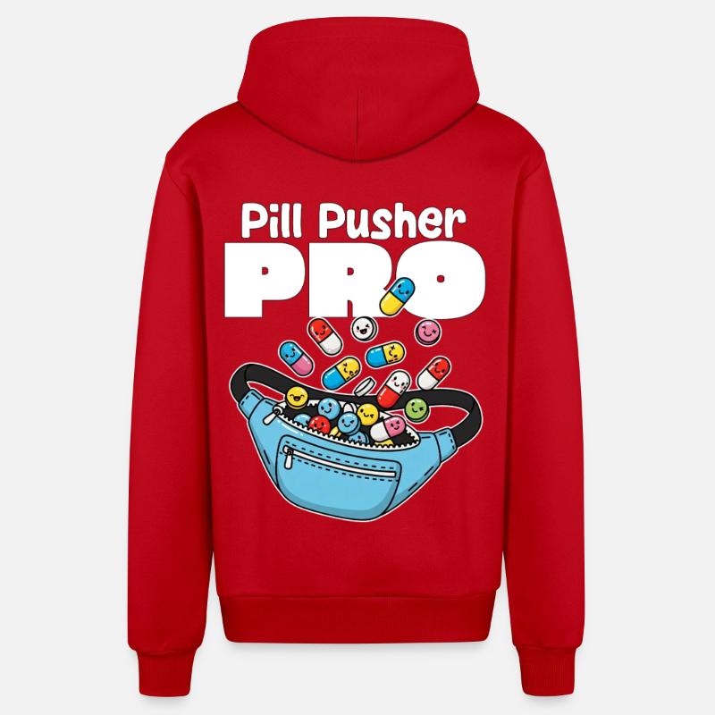 PILUL PUSHER PRO - CADEAU D’INFIRMIÈRE - Veste à capuche bio décontractée fabriquée en UE - rouge