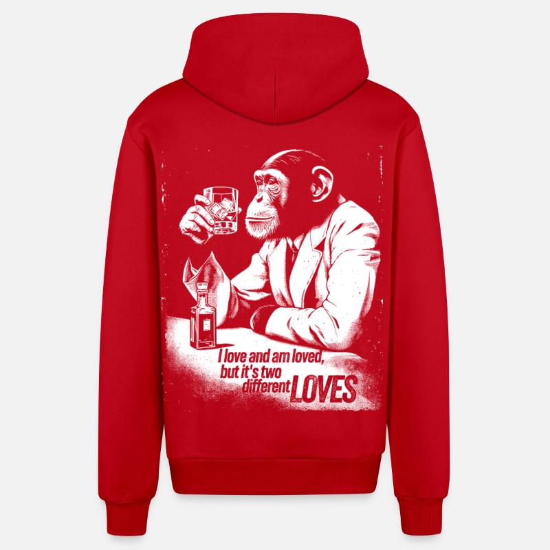 Conception sophistiquée de Monkey Cheers - Veste à capuche bio décontractée fabriquée en UE - rouge