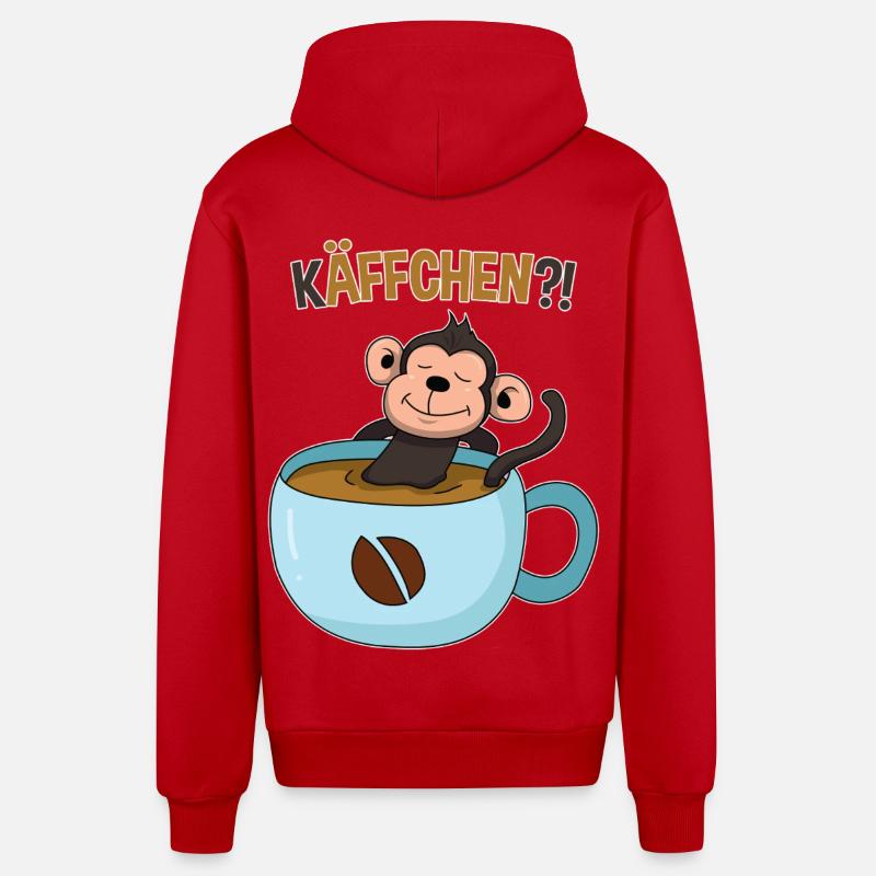 Coffee break with monkey - Organic Relaxed Hooded Jacket Made in EU - red