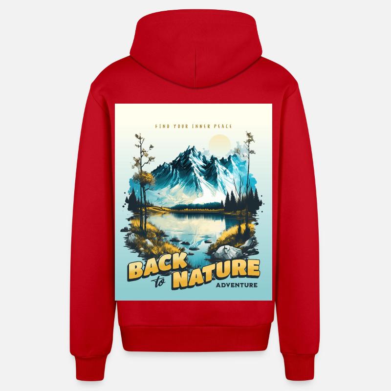 Pêche : Back to Nature - Veste à capuche bio décontractée fabriquée en UE - rouge