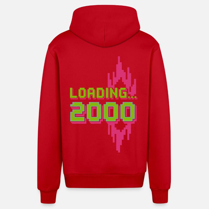 Retro Pixel Loading 2000 Design - Organic Relaxed Kapuzenjacke Made in EU - Rot