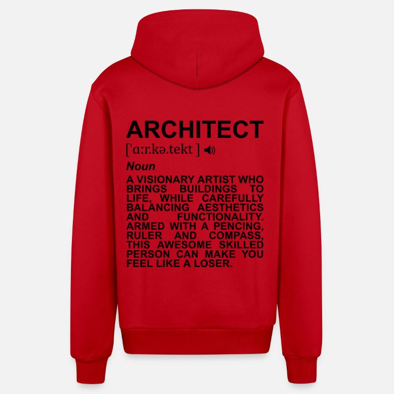 Signification de l’architecte - Veste à capuche bio décontractée fabriquée en UE - rouge