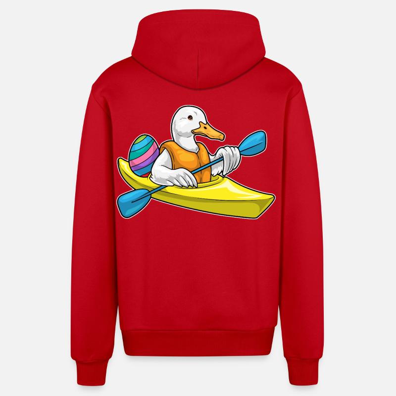 Kayak de Pâques canard - Veste à capuche bio décontractée fabriquée en UE - rouge