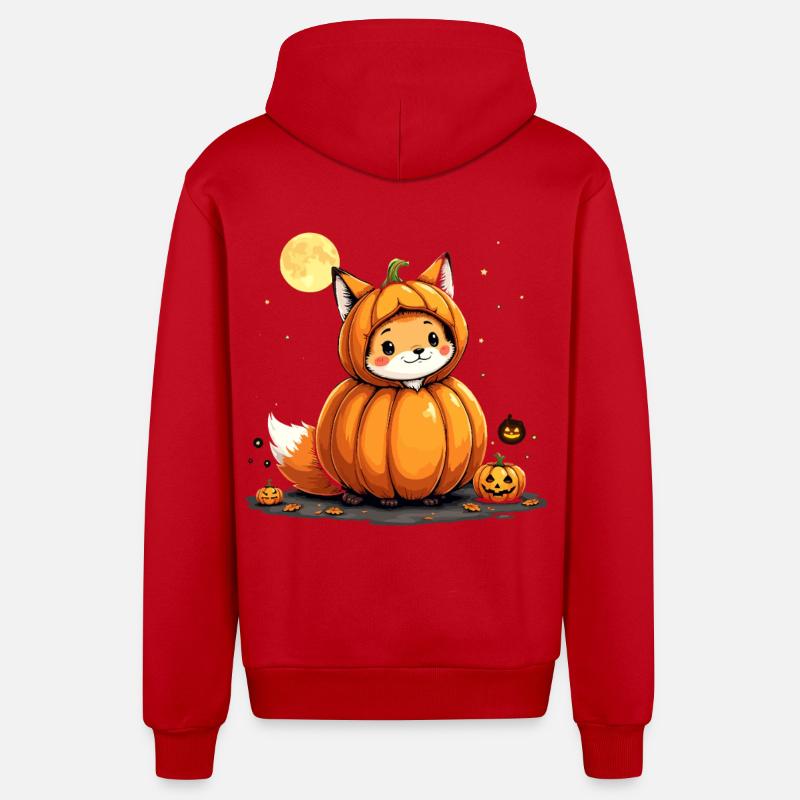 Pumpkin Fox Haunt youpi ! - Veste à capuche bio décontractée fabriquée en UE - rouge