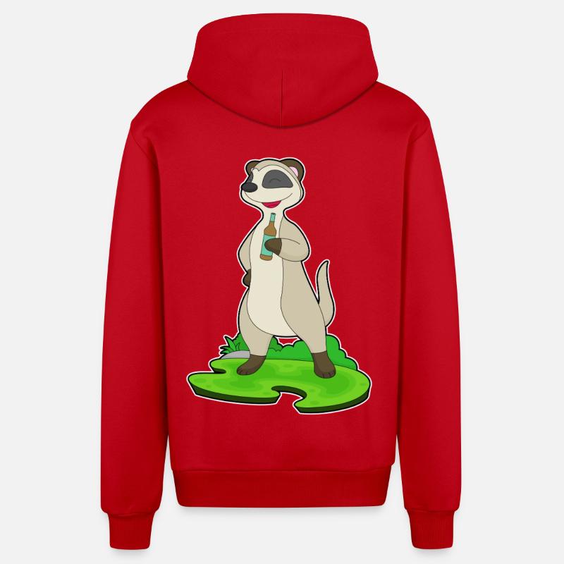 Bouteille de bière Meerkat - Veste à capuche bio décontractée fabriquée en UE - rouge