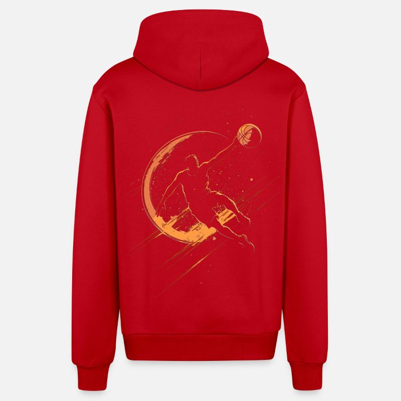 Silhouette orange de basket-ball - Veste à capuche bio décontractée fabriquée en UE - rouge