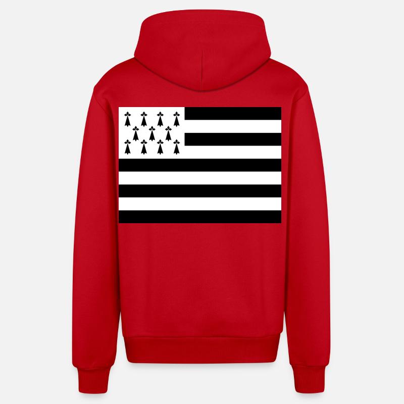 Gwenn ha Du | Drapeau de la Bretagne - Veste à capuche bio décontractée fabriquée en UE - rouge