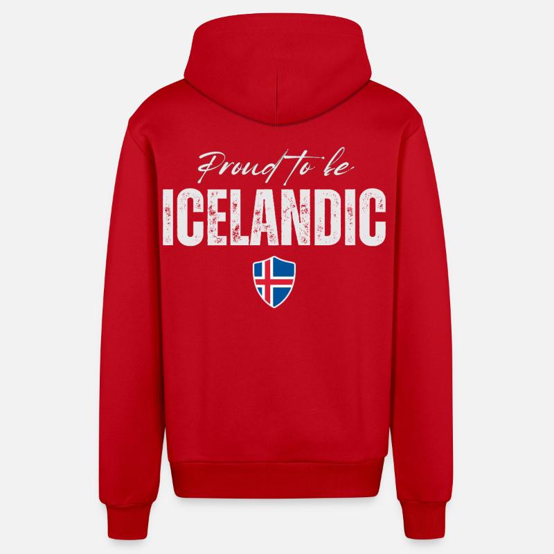 Fierté islandaise, drapeau islandais - Veste à capuche bio décontractée fabriquée en UE - rouge