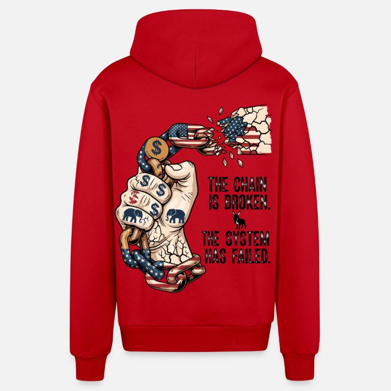 Le système a échoué - Veste à capuche bio décontractée fabriquée en UE - rouge