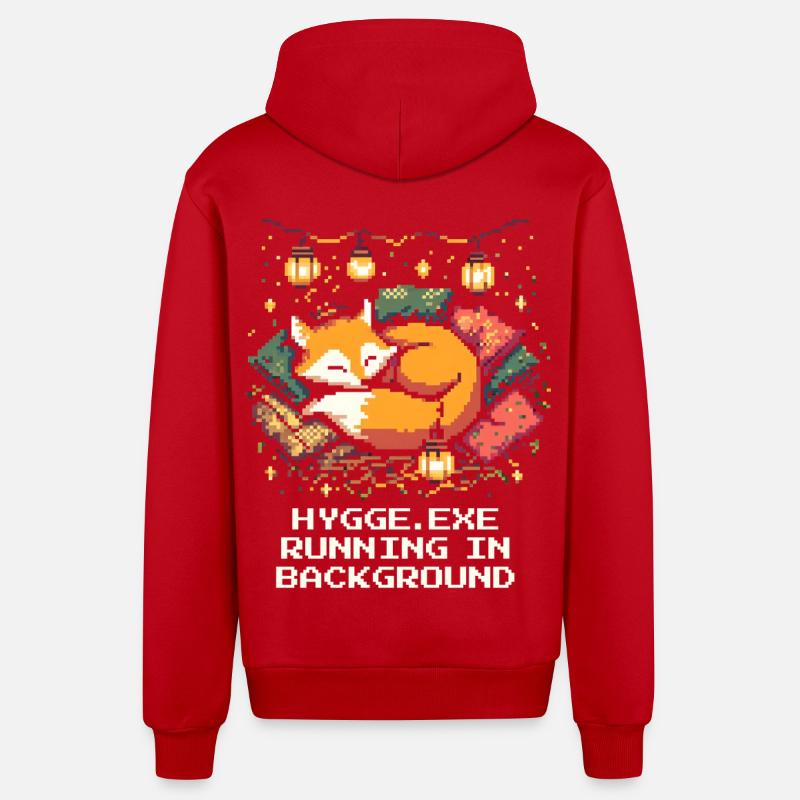 Hygge.exe s'exécute en arrière-plan - Veste à capuche bio décontractée fabriquée en UE - rouge