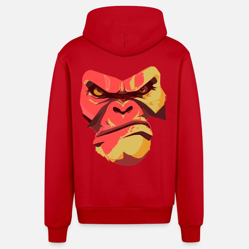 Conception Gorilla Power Back - Veste à capuche bio décontractée fabriquée en UE - rouge