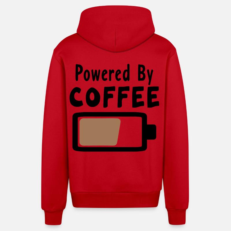 Powered By Coffee - Kaffee Statement Spruch - Organic Relaxed Kapuzenjacke Made in EU - Rot