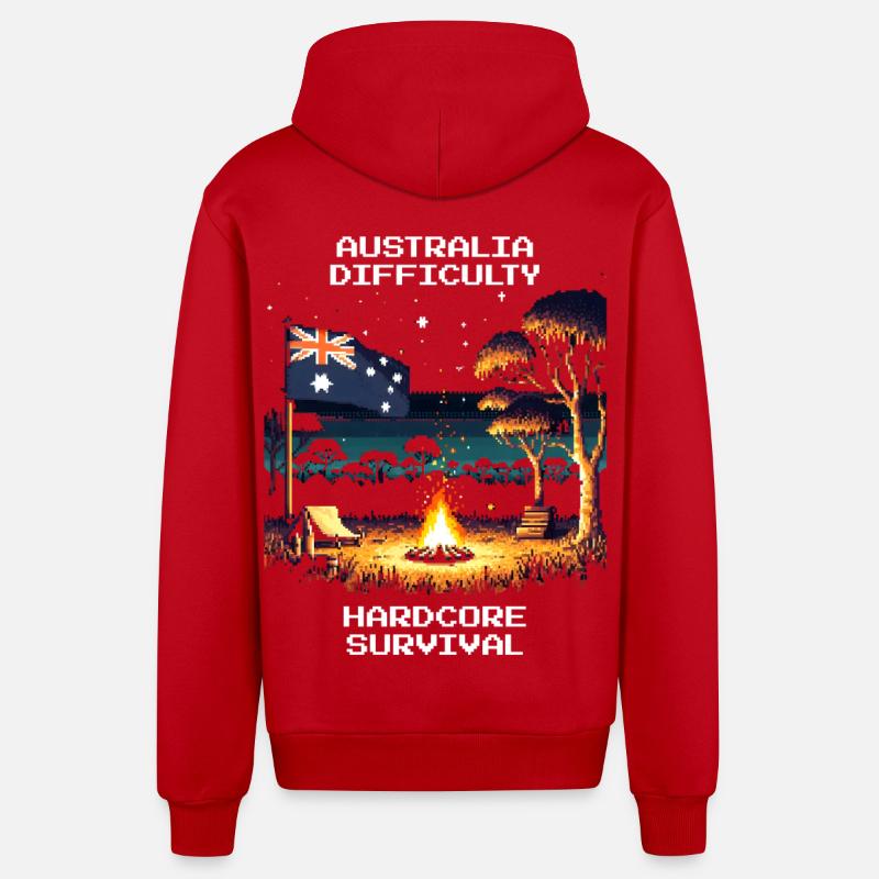 Australien: Hardcore-Survival | Outback - Organic Relaxed Kapuzenjacke Made in EU - Rot