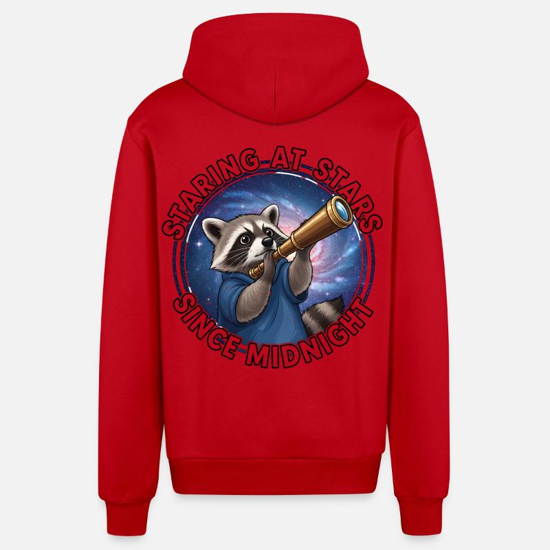 Raton laveur de l’espace avec télescope - Veste à capuche bio décontractée fabriquée en UE - rouge