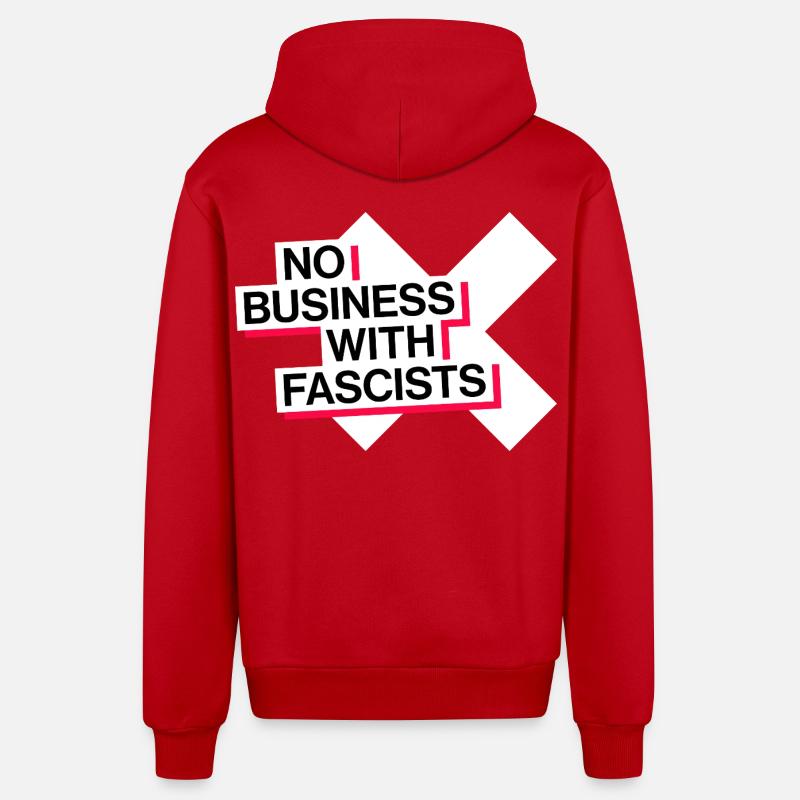 PAS D’AFFAIRES AVEC LES FASCISTES - Veste à capuche bio décontractée fabriquée en UE - rouge