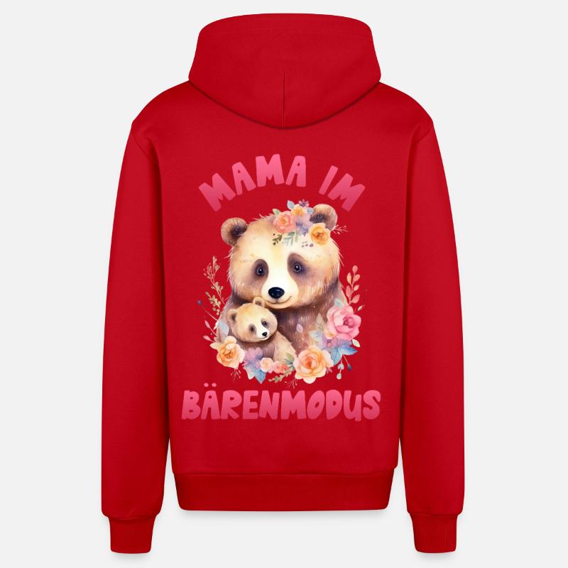 Werdende Mutter MAMA IM BÄRENMODUS Lustig - Organic Relaxed Kapuzenjacke Made in EU - Rot