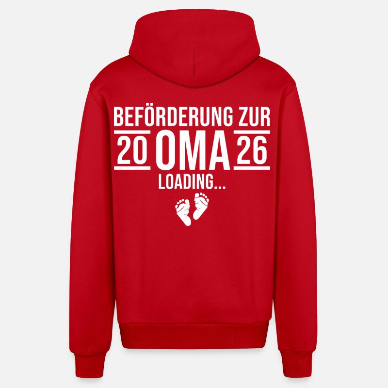 Oma 2026 loading - Werdende Großmutter - Organic Relaxed Kapuzenjacke Made in EU - Rot