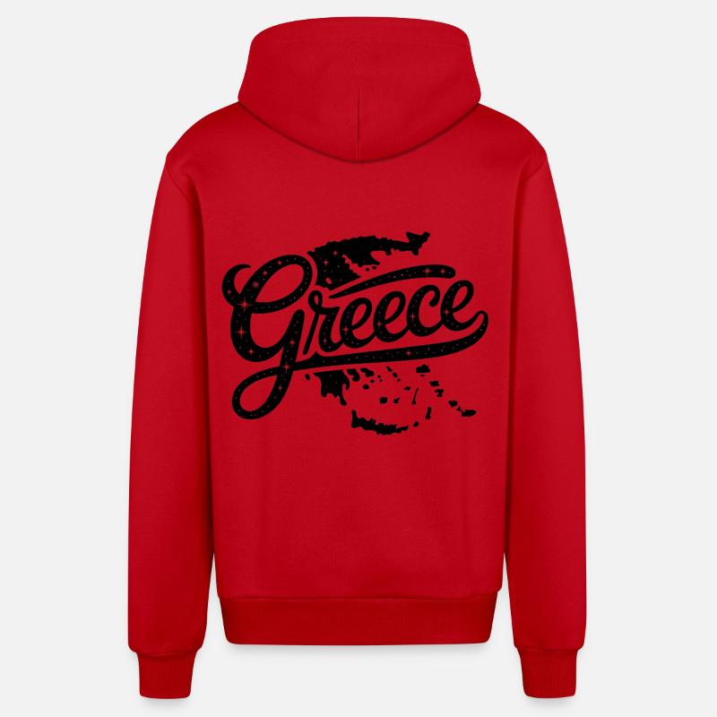 Grèce - Conception de souvenirs - Veste à capuche bio décontractée fabriquée en UE - rouge