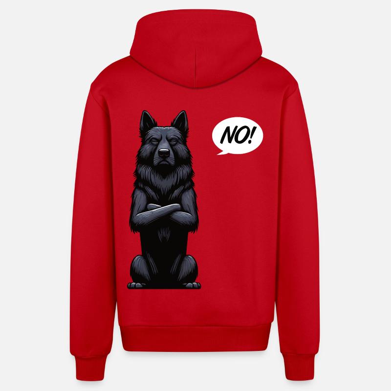 Pas de propriétaire de berger noir - Veste à capuche bio décontractée fabriquée en UE - rouge