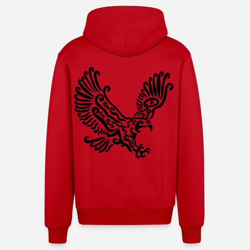 Black Eagle - Organic Relaxed Hooded Jacket Made in EU - red