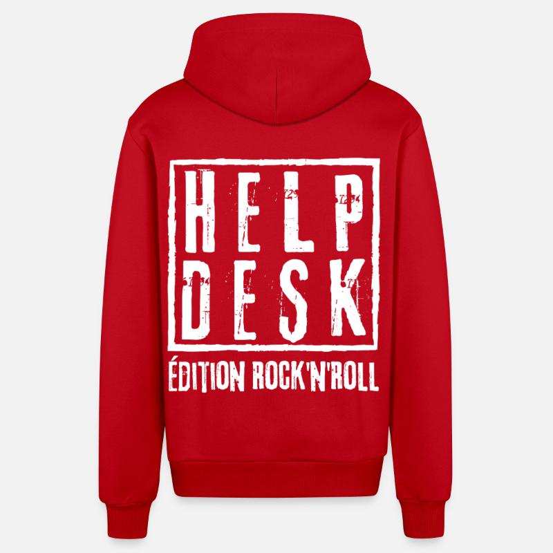 HELPDESK Rock N Roll Edition - Organic Relaxed Kapuzenjacke Made in EU - Rot