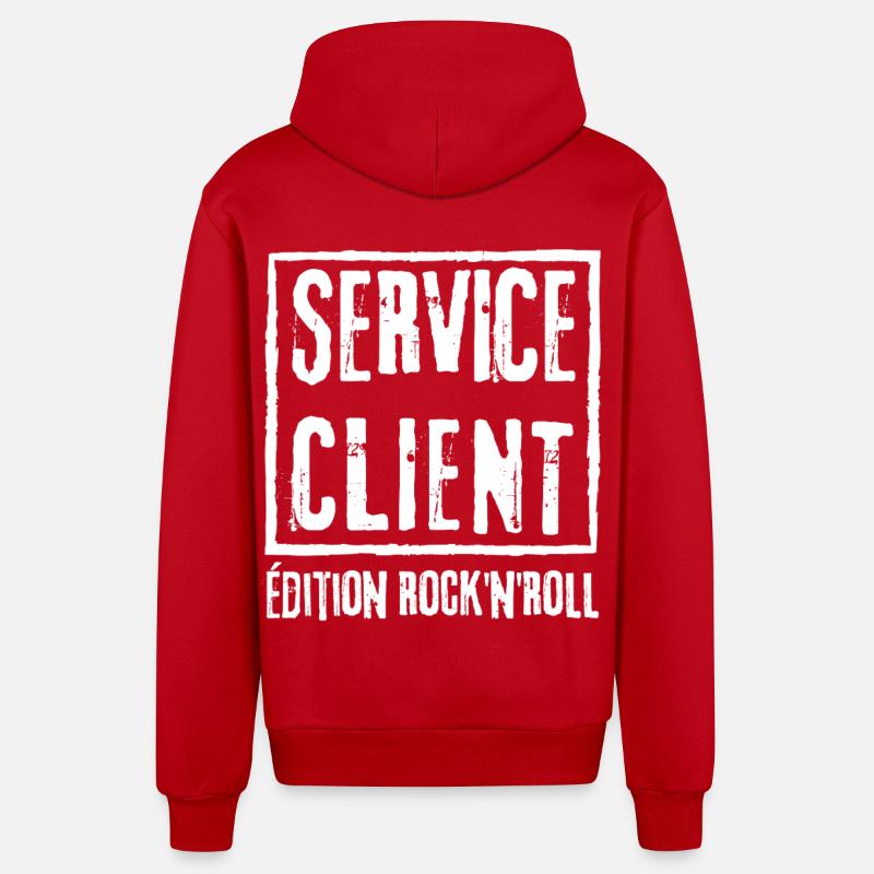 SERVICE CLIENT Edition Rock N Roll - Veste à capuche bio décontractée fabriquée en UE - rouge