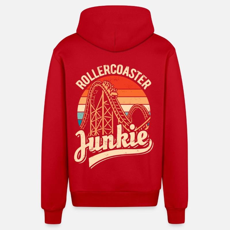 Rollercoaster Junkie - Roller Coaster - Boucle - Veste à capuche bio décontractée fabriquée en UE - rouge