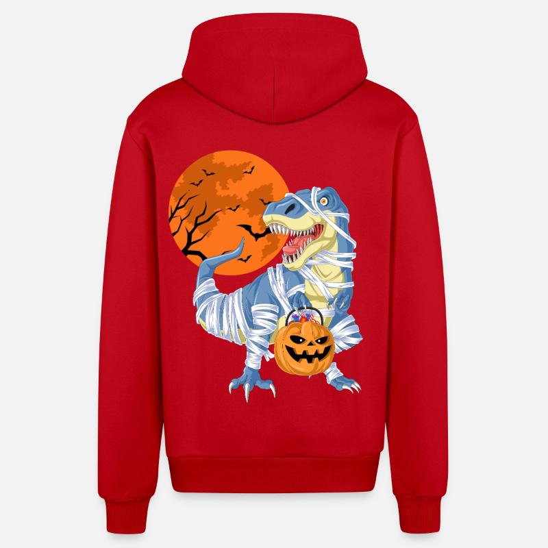 Conception de costumes de dinosaure d’Halloween - Veste à capuche bio décontractée fabriquée en UE - rouge