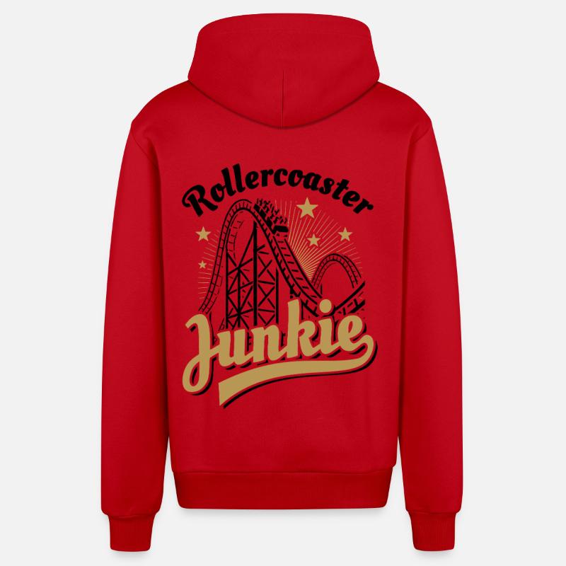 Rollercoaster Junkie - Roller Coaster - Loop - Organic Relaxed Hooded Jacket Made in EU - red