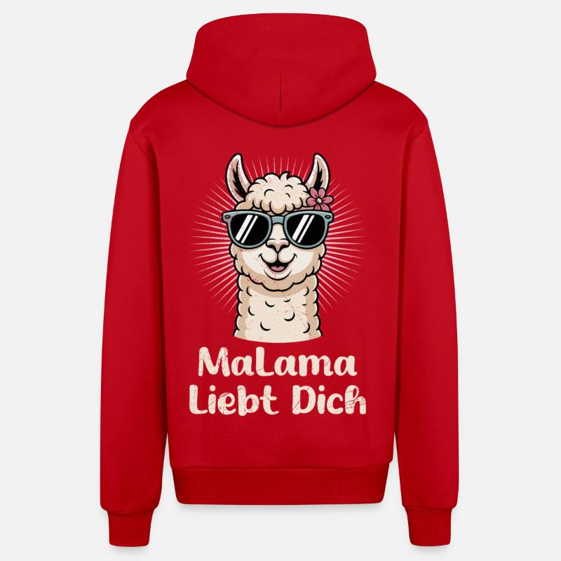 Bientôt maman MALAMA T'AIME Drôle - Veste à capuche bio décontractée fabriquée en UE - rouge