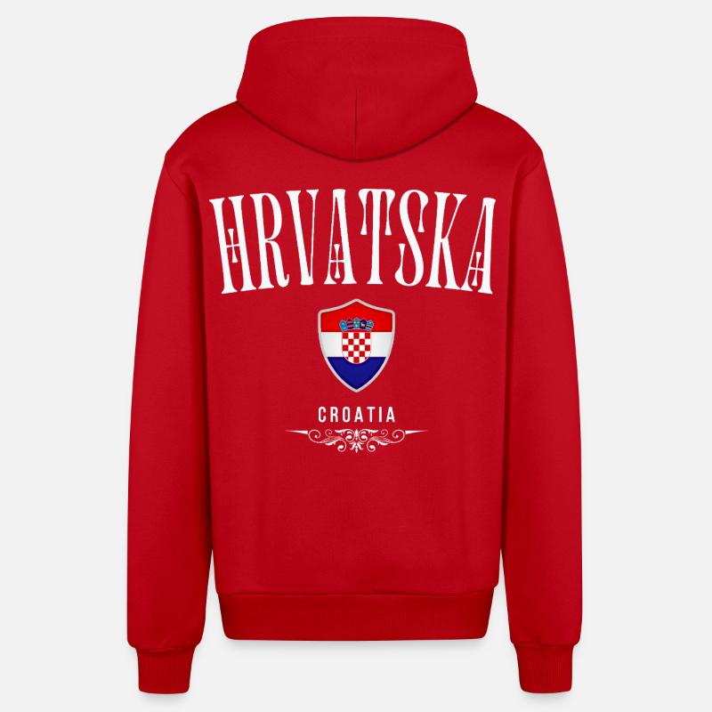 Fierté croate, drapeau croate - Veste à capuche bio décontractée fabriquée en UE - rouge