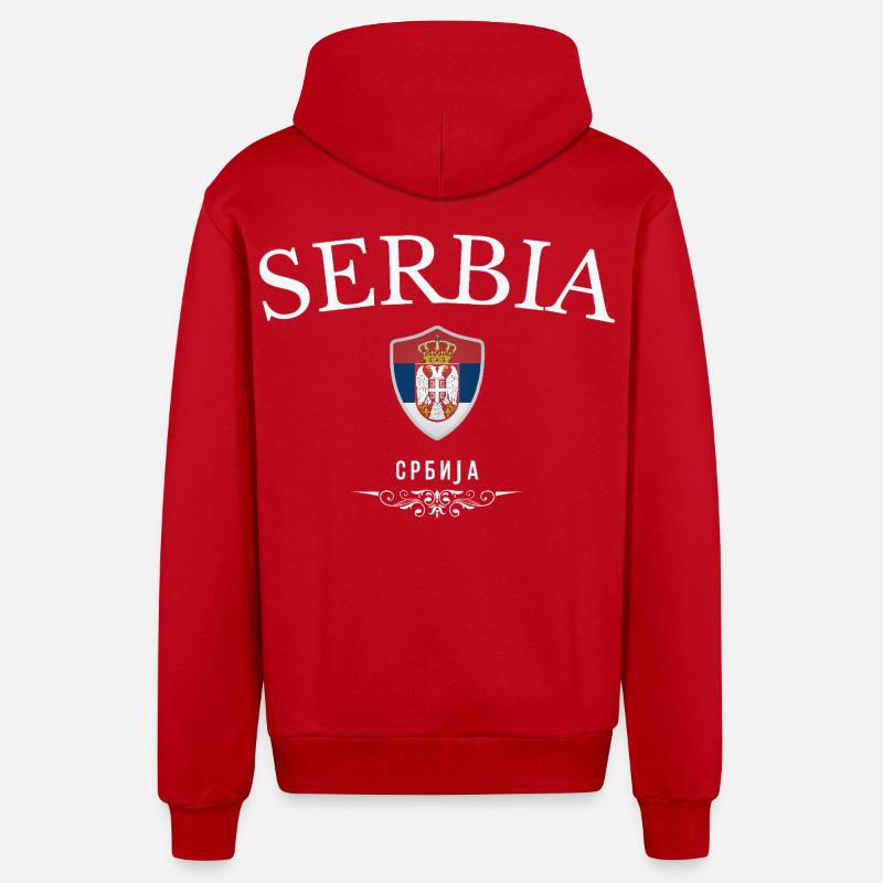 Orgueil serbe, né en Serbie - Veste à capuche bio décontractée fabriquée en UE - rouge