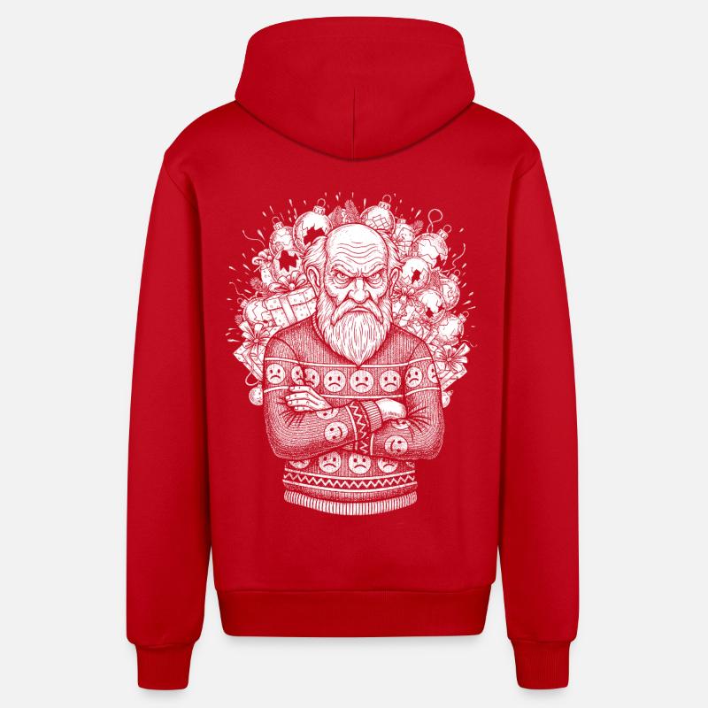 Pull de Noël moche - Veste à capuche bio décontractée fabriquée en UE - rouge