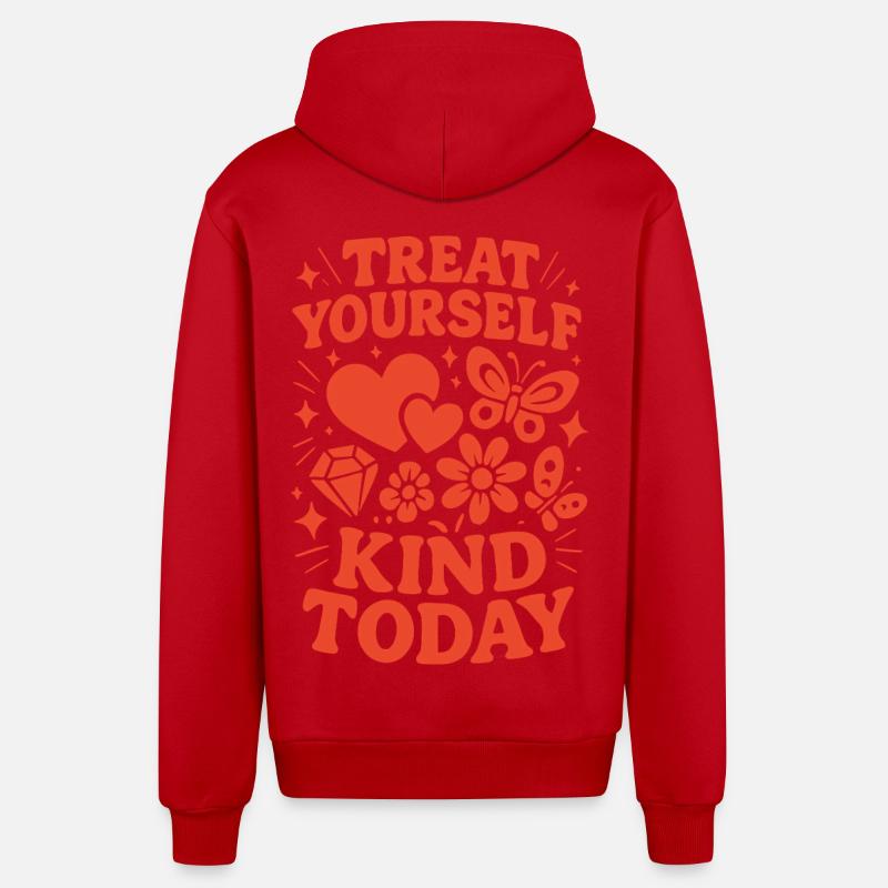 Sei Heute Nett Zu Dir Selbst - Organic Relaxed Kapuzenjacke Made in EU - Rot