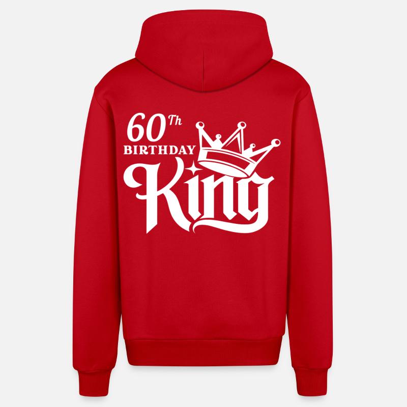 Roi du 60e anniversaire - Veste à capuche bio décontractée fabriquée en UE - rouge
