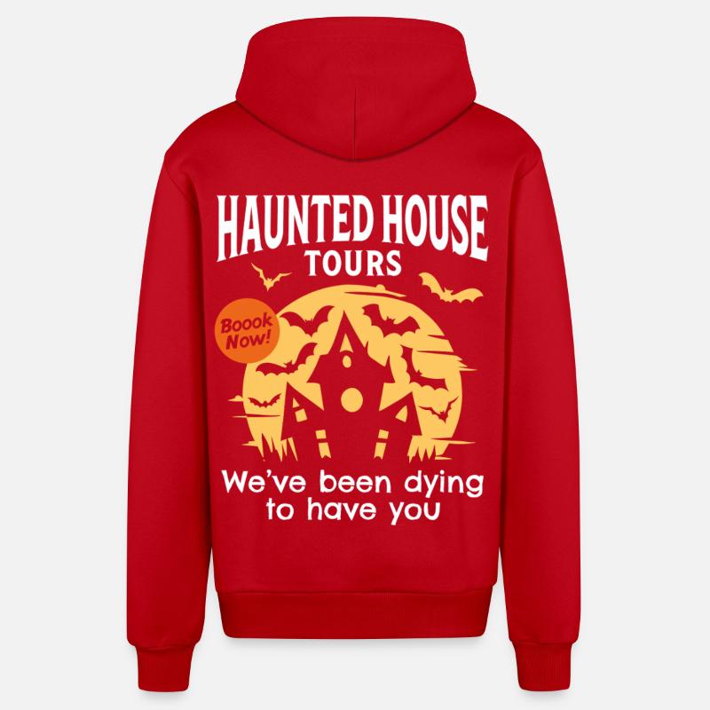 Visites de maisons hantées - Veste à capuche bio décontractée fabriquée en UE - rouge