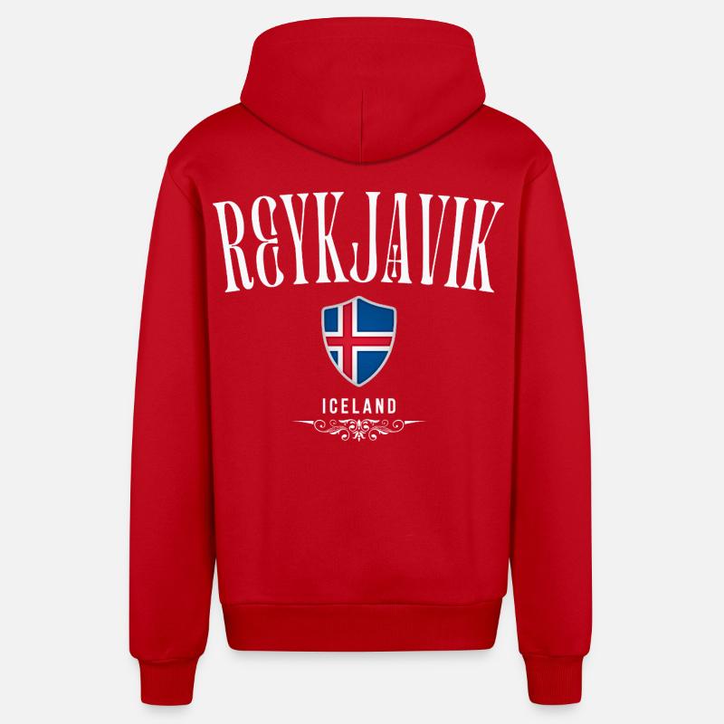 Reykjavik, Islande, souvenir de Reykjavik - Veste à capuche bio décontractée fabriquée en UE - rouge