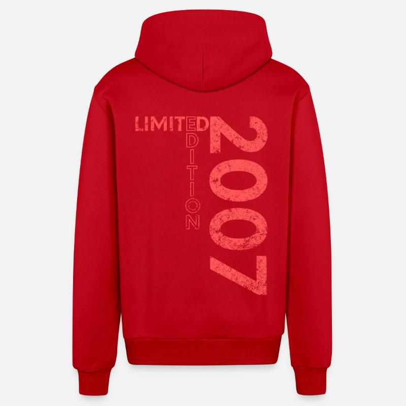 Édition Limitée 2007 18ème Cadeau d’Anniversaire - Veste à capuche bio décontractée fabriquée en UE - rouge