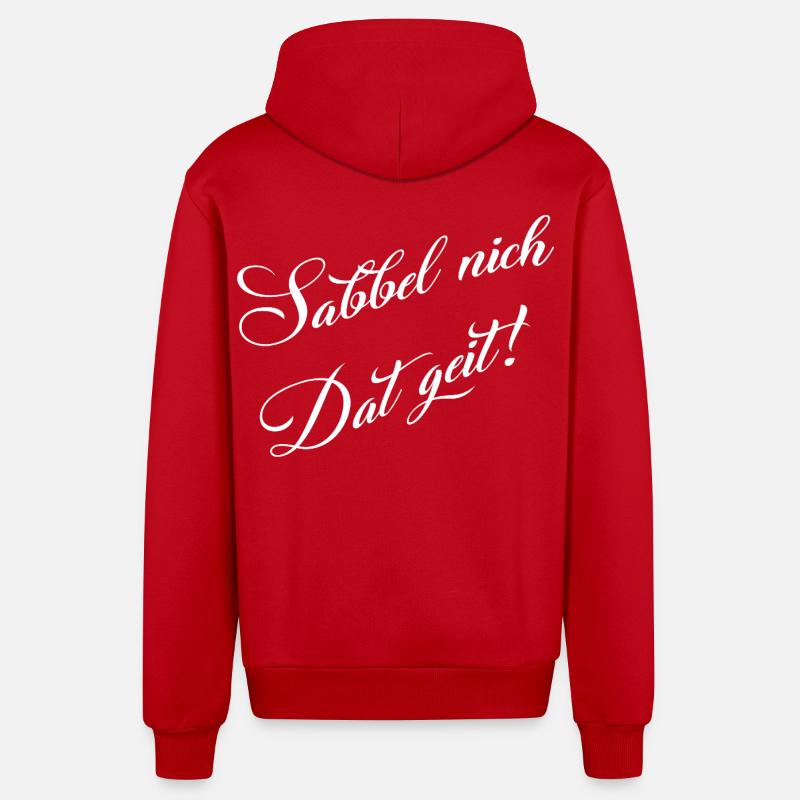 Don't drool, funny dialect design - Organic Relaxed Hooded Jacket Made in EU - red