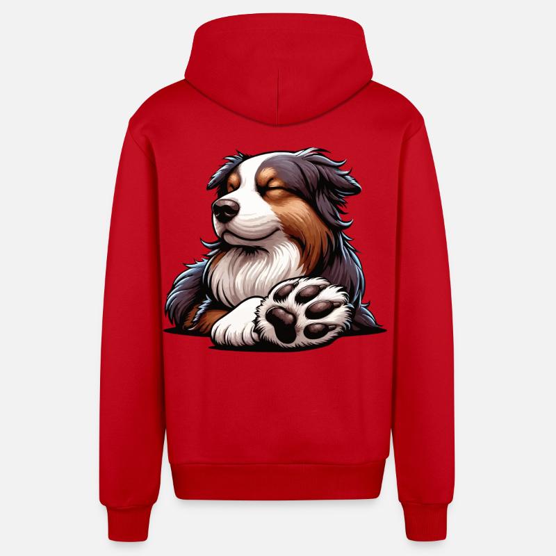 Berger australien Aussie Aussie Propriétaires Aussies - Veste à capuche bio décontractée fabriquée en UE - rouge